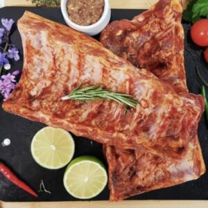 rack of ribs in barbecue sauce