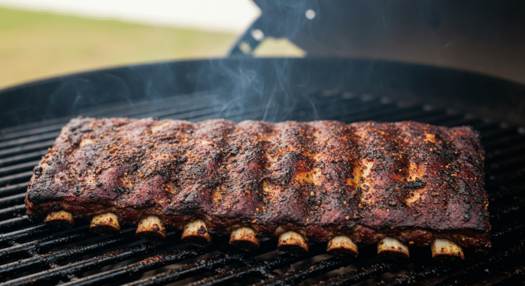 Jerk BBQ chicken on a BBQ|