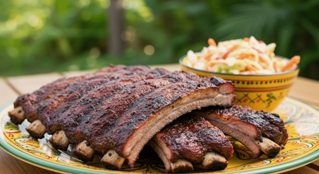 Jerk BBQ Pork Ribs with Caribbean Slaw