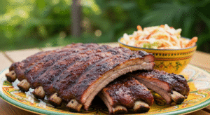 Jerk BBQ Pork Ribs with Caribbean Slaw