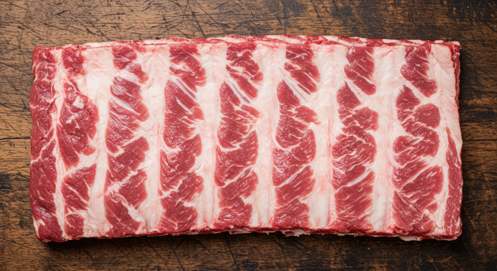 Raw Rack of Pork Ready for Marinading