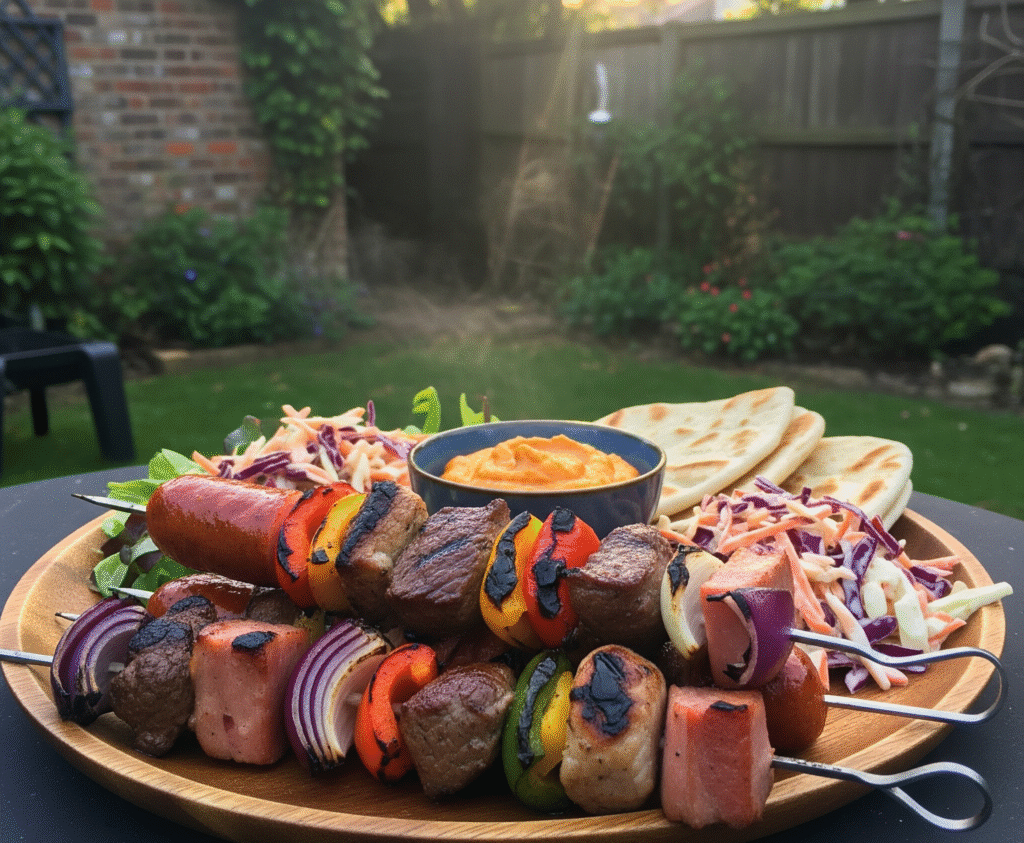 Mixed grill skewers meal