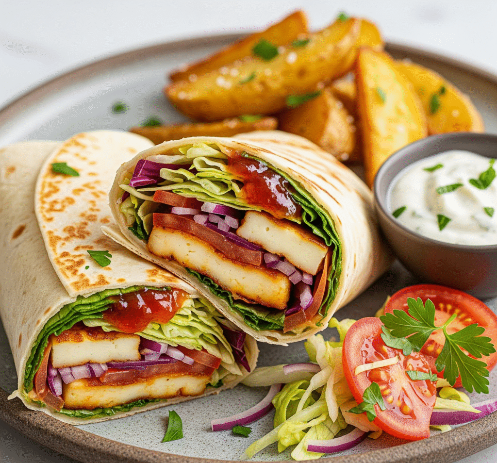 nandos style peri halloumi wrap