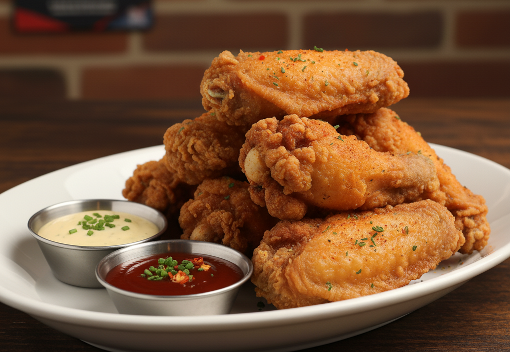 deep fried chicken wings in local pub