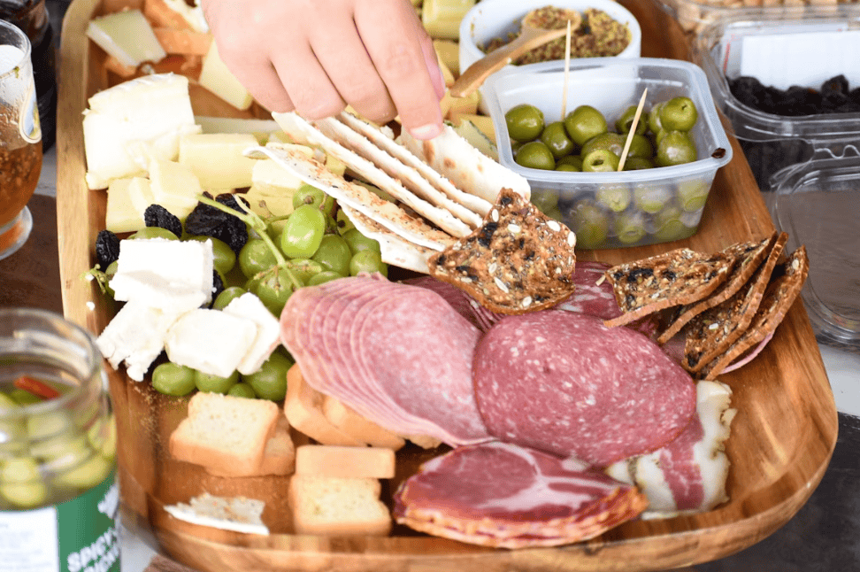 cheeseboard with meats and crackers