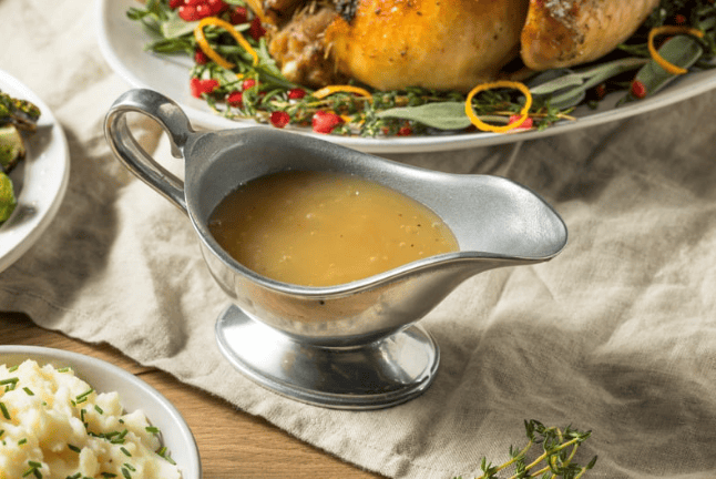 turkey gravy on a table